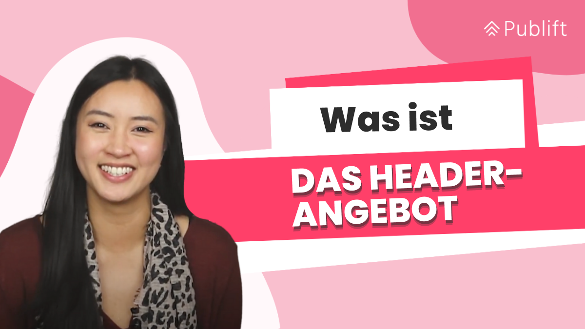 Ein Miniaturbild für ein Video mit dem Titel „Was ist Header Bidding?“. Auf dem Miniaturbild ist eine lächelnde Frau (die Moderatorin des Videos) zu sehen.