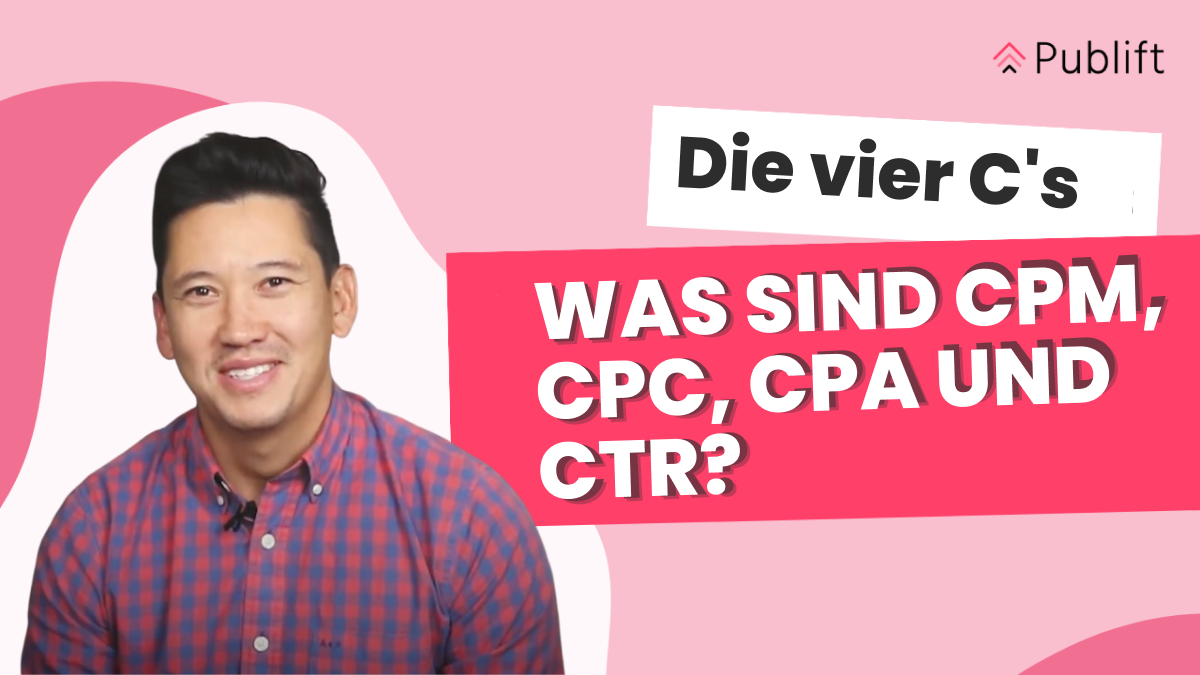 A thumbnail for a video entitled "The Four Cs - What are CPM CPC. CPA & CTR". On the thumbnail, there is a man  (the host of the video) smiling.